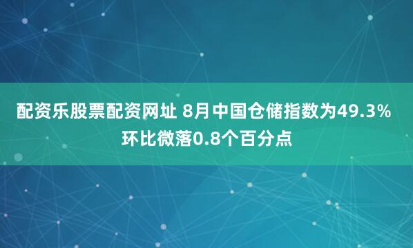 配资乐股票配资网址 8月中国仓储指数为49.3% 环比微落0.8个百分点